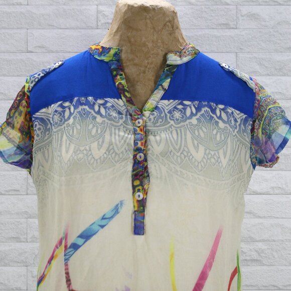 ZOLA EARTHLY FASHIONS Dress Abstract Tunic Colorful Sheer Chiffon XXL Juniors - Picture 2 of 14